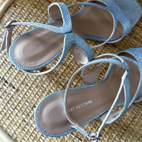 Stuart Weitzman Mariposa Periwinkle Strappy Heels Sandals Women’s Size 9.5 - Picture 6 of 8